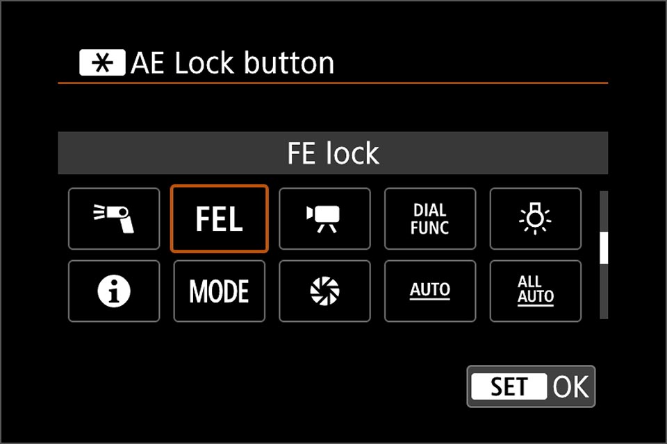 EOS R custom button for flash exposure lock