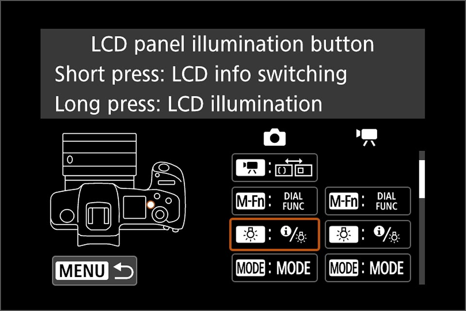 EOS R custom button for quick access to flash settings