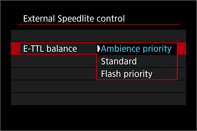 E-TTL balance - ambient priority