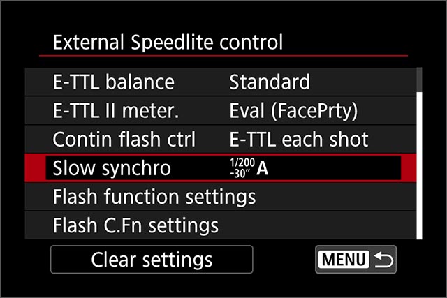 E-TTL balance - slow synchro