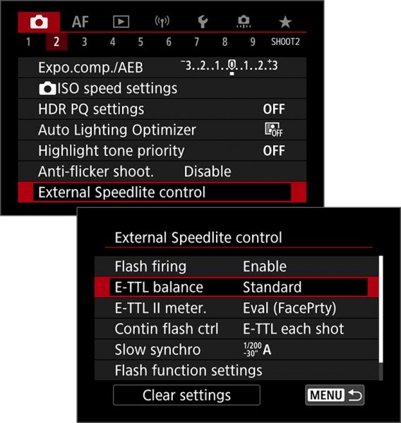 E-TTL balance