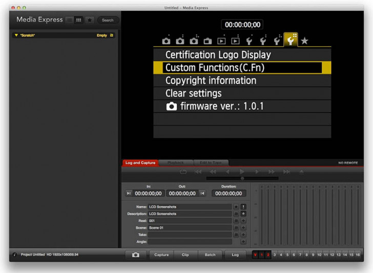 Capture LCD screenshot with Media Express